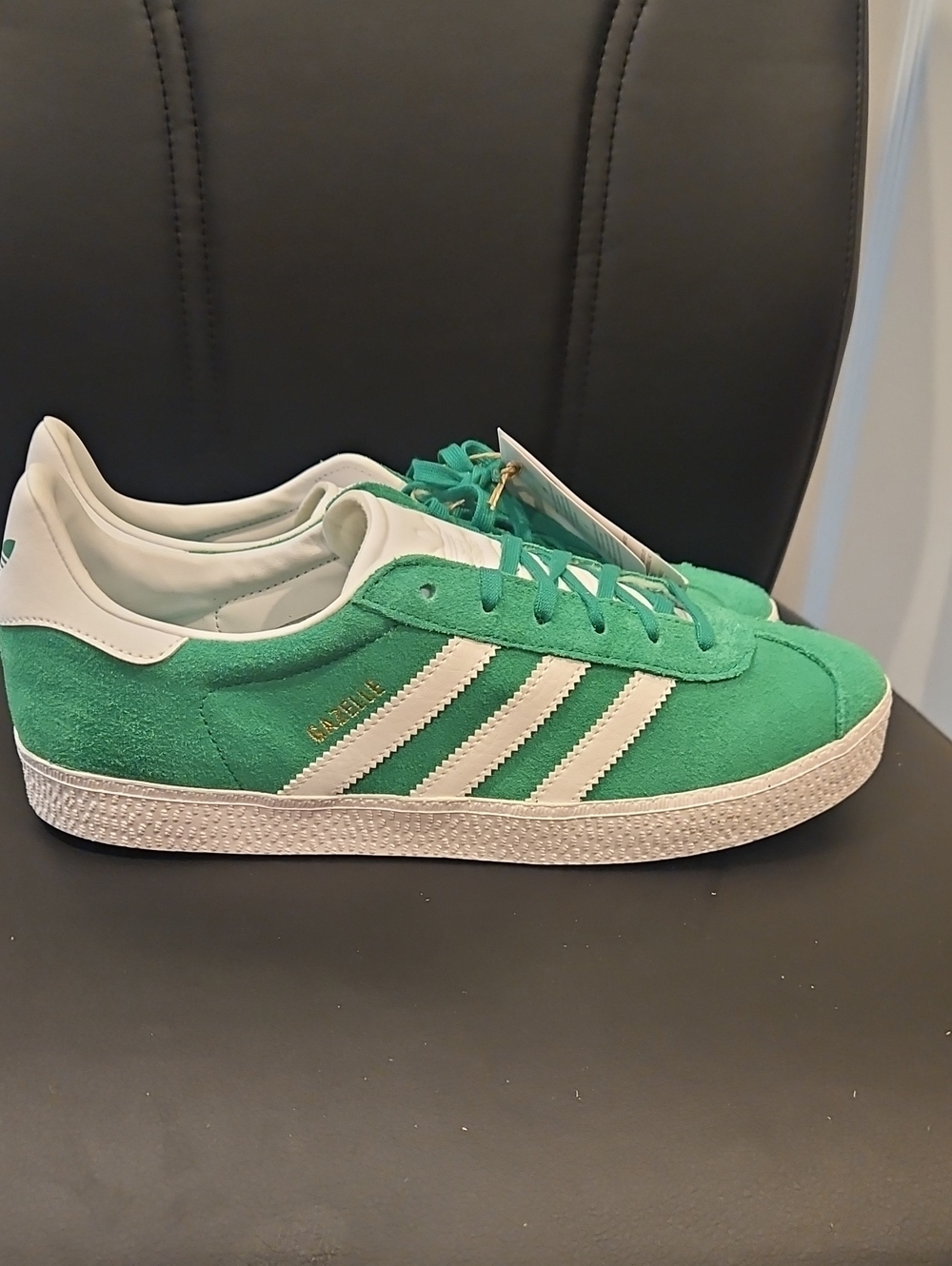 adidas Kids Gazelle Suede Sneakers in Green and White